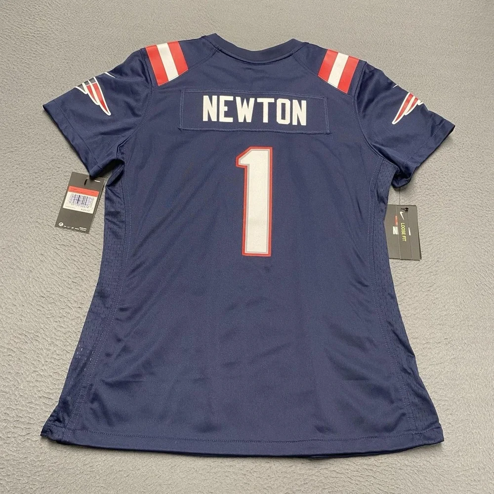 New England Patriots Jersey Womens Large Blue‎ NFL Football Cam Newton 1 Nike